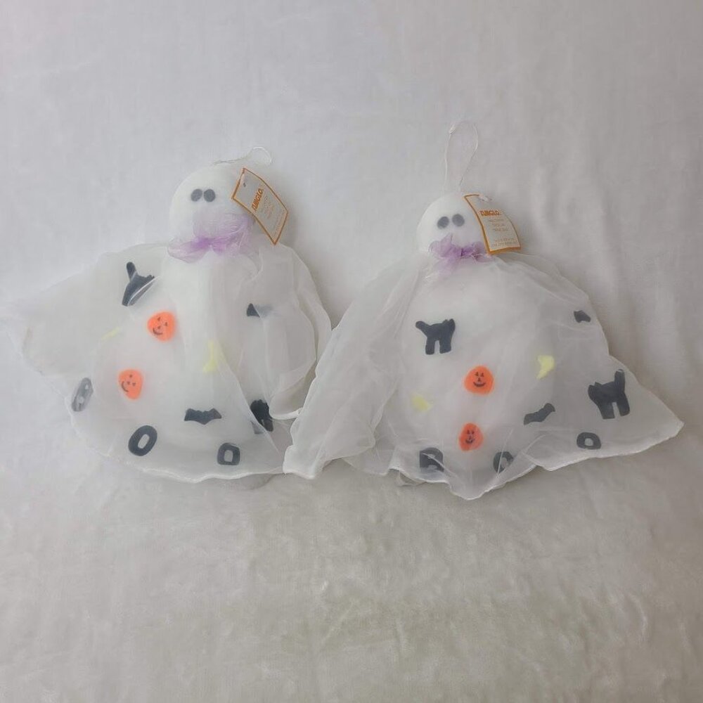 AMGLO Hanging Ghost Halloween Decoration Set of 2 White Tulle Bean Bag - Picture 2 of 8